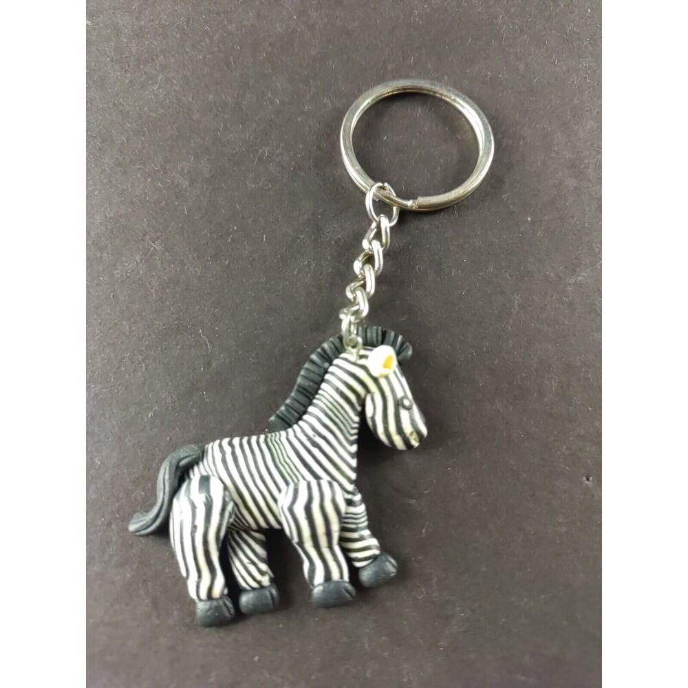 Zebra Polymer Clay Homemade Keychain